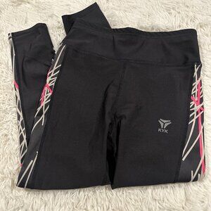 KYK womens black athletic compression leggings M gym workout